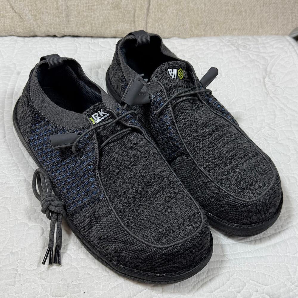 NWOT LARNMERN Work Men 8 Gray Blue Steel Toe Safety Shoes Slip Resistant Sneaker